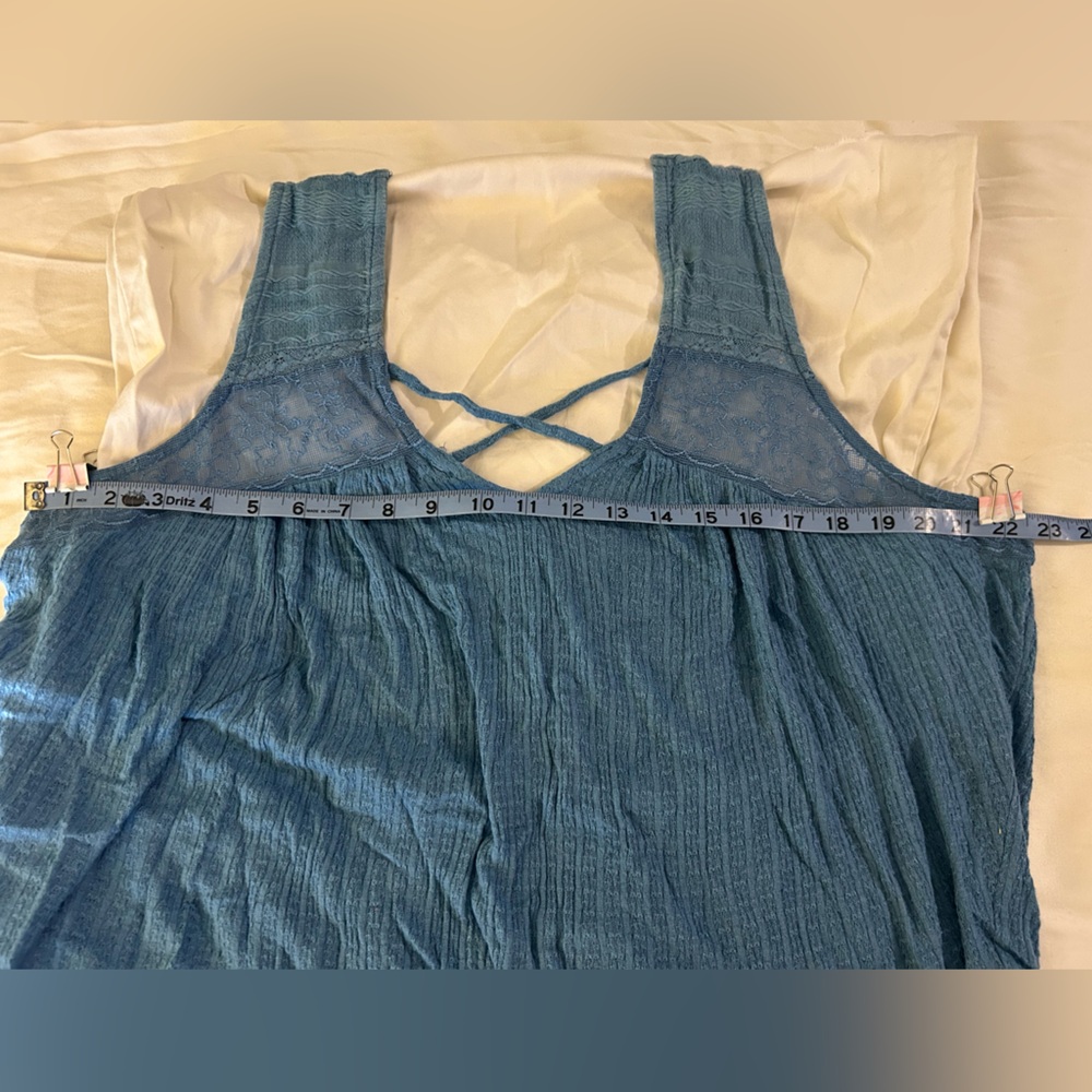 EUC Lucky Brand cornflower blue feminine lace Sleeveless Top Blouse tank sz 1X - Picture 7 of 13